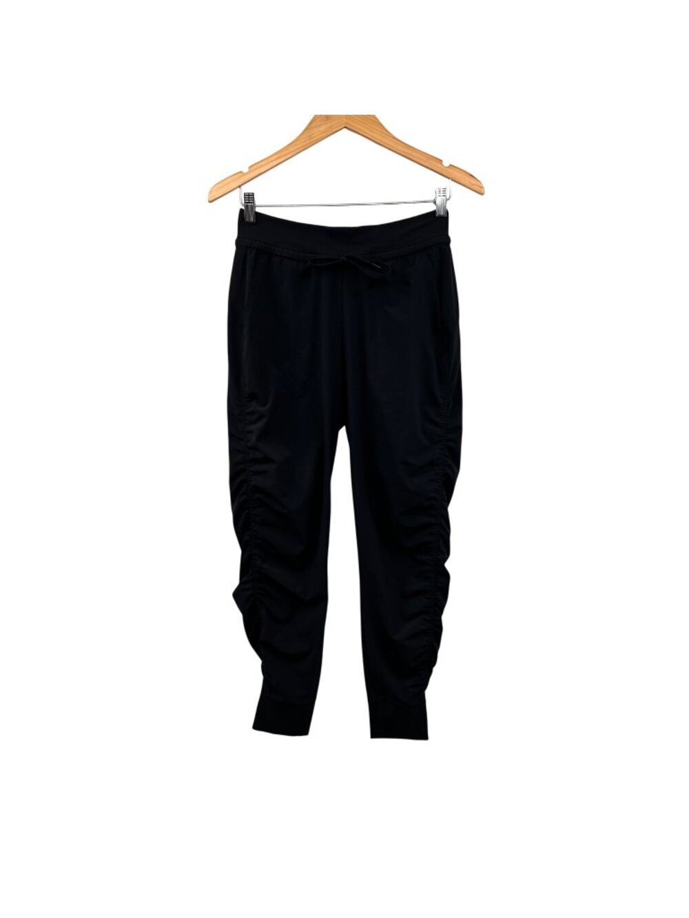 Athleta Womens Joggers Pull On Ruched Leg Black Size 0 Pockets